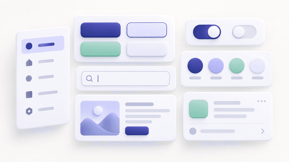 A modular UI component library with buttons, cards, inputs, and color tokens