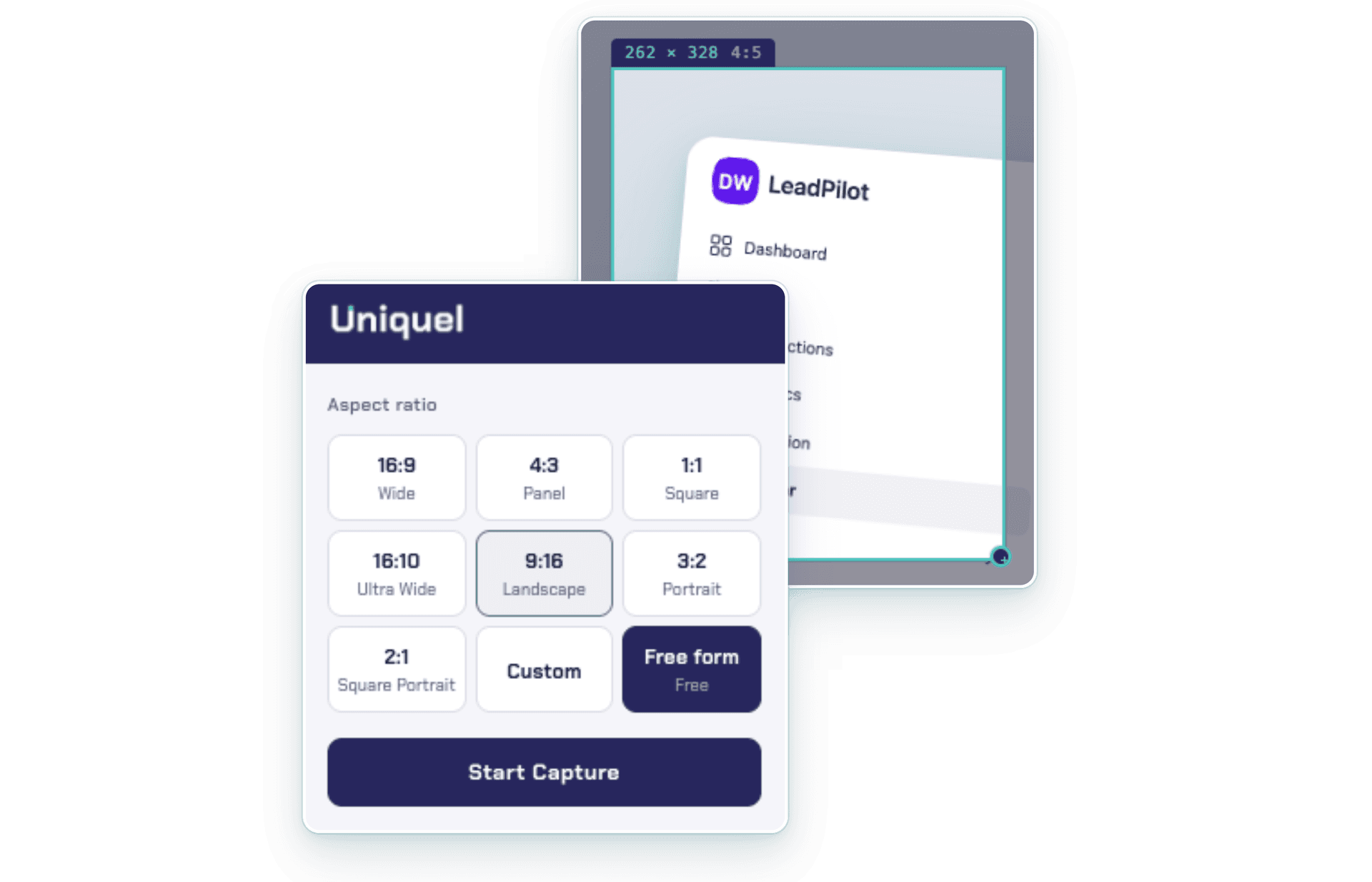 Capture perfectly sized screenshots with the Uniquel extension