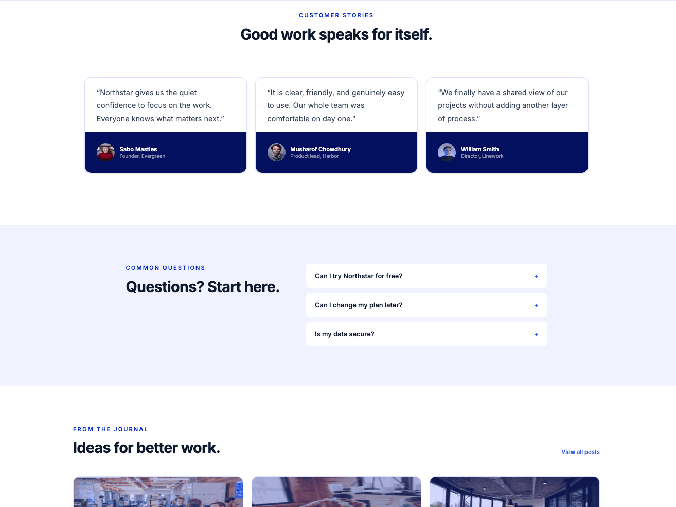 Clean SaaS Starter template contact and footer