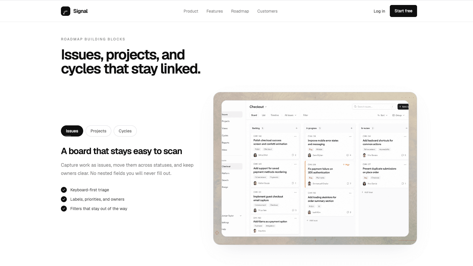 Monochrome Product Board template FAQ and call to action