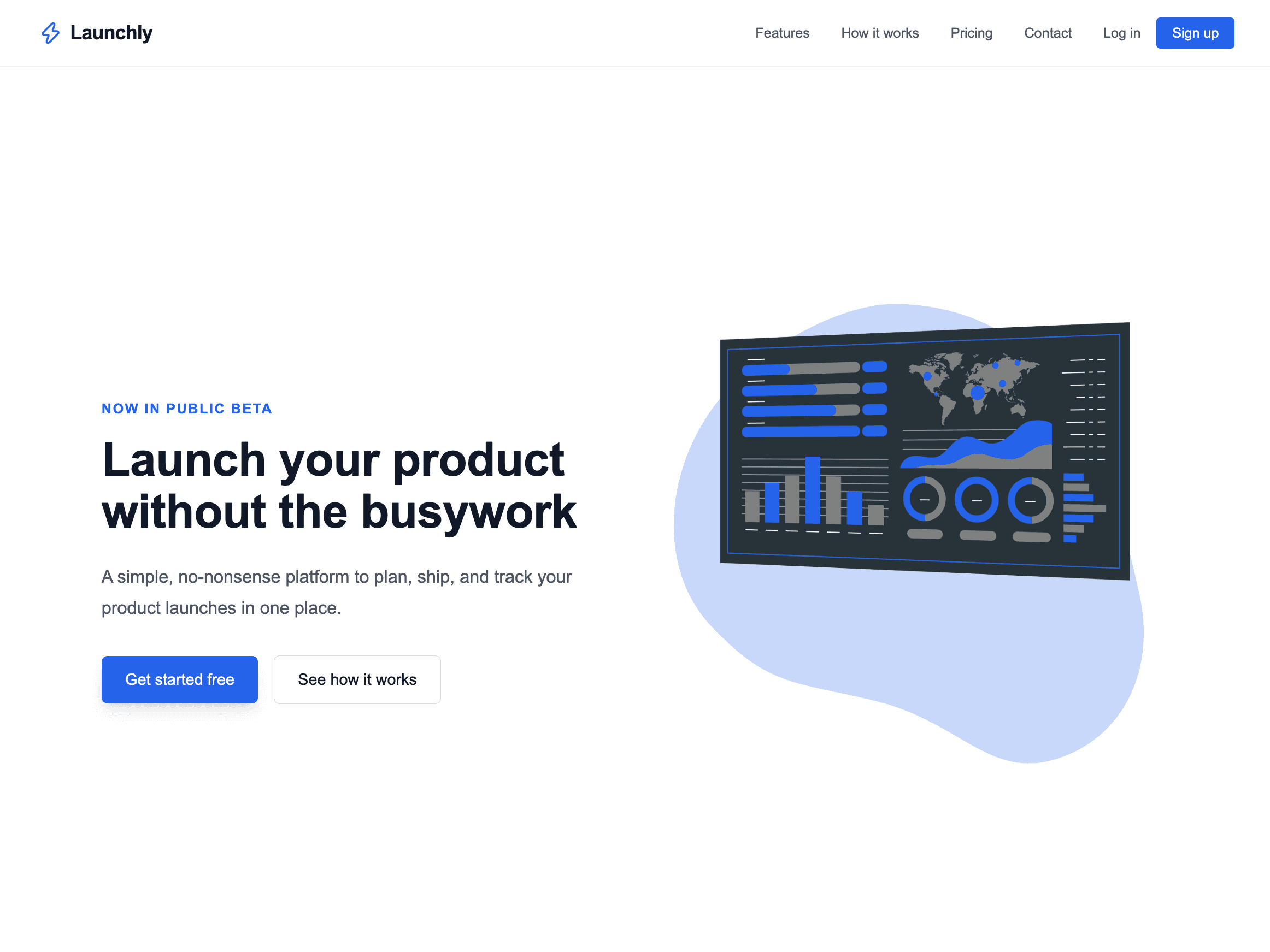 Simple Product Launch template hero section