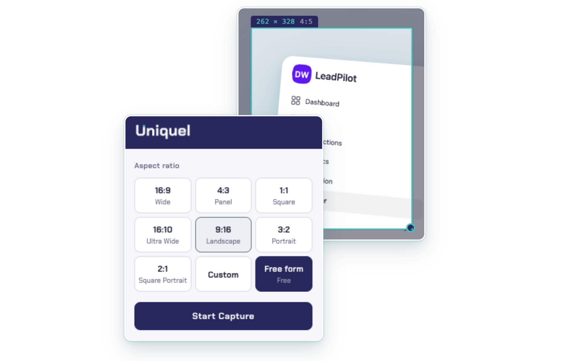 Capture perfectly sized screenshots with the Uniquel extension